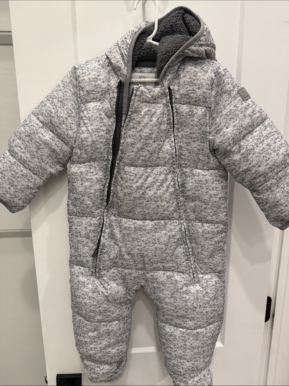 GAP Heather Gray Quilted Hooded Baby One-Piece